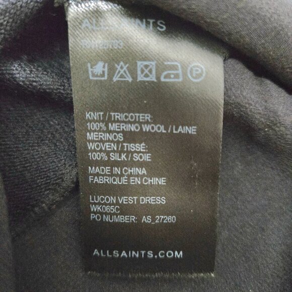 All Saints Sz 4 Womens Black Button Down Lucon Vest Dress - Picture 3 of 7
